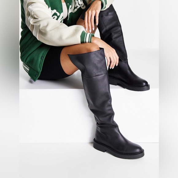 Mango Over the Knee Flat Boots in Black - Picture 2 of 15